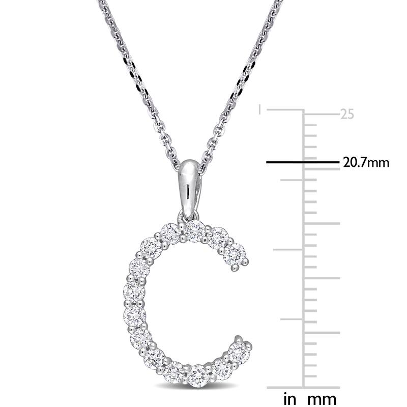 Miadora 1/2ct TDW Diamond 'C' Initial Necklace in 10k White Gold