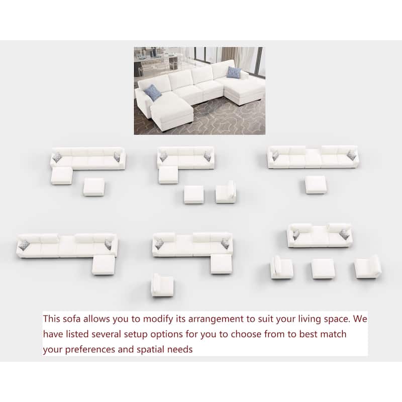6 PCS Corduroy Flexible Combination Sectional Sofa Couch