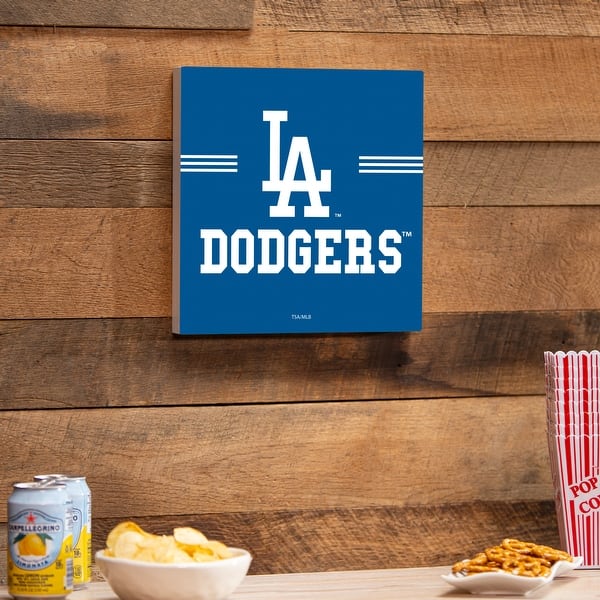 slide 2 of 4, Los Angeles Dodgers Wooden Door Decor Wall Sign - Multi-Color 12 x 12