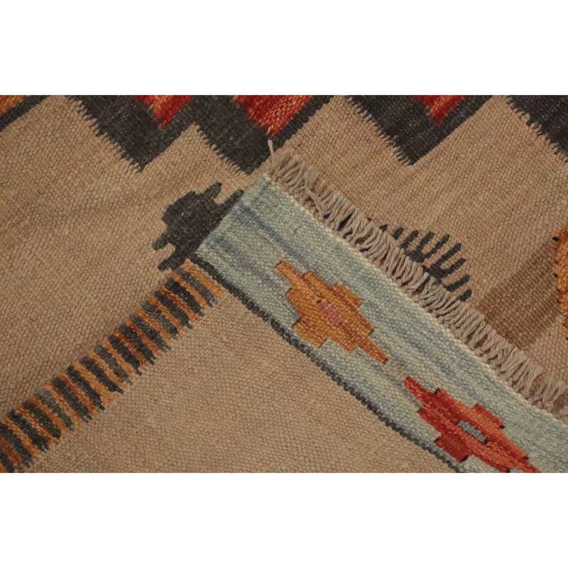 Hand Woven Oriental 100% Wool Carpet Southwestern Tribal Navy Blue & Blues Kilim Area Rug - 7' 4'' X 5' 0''