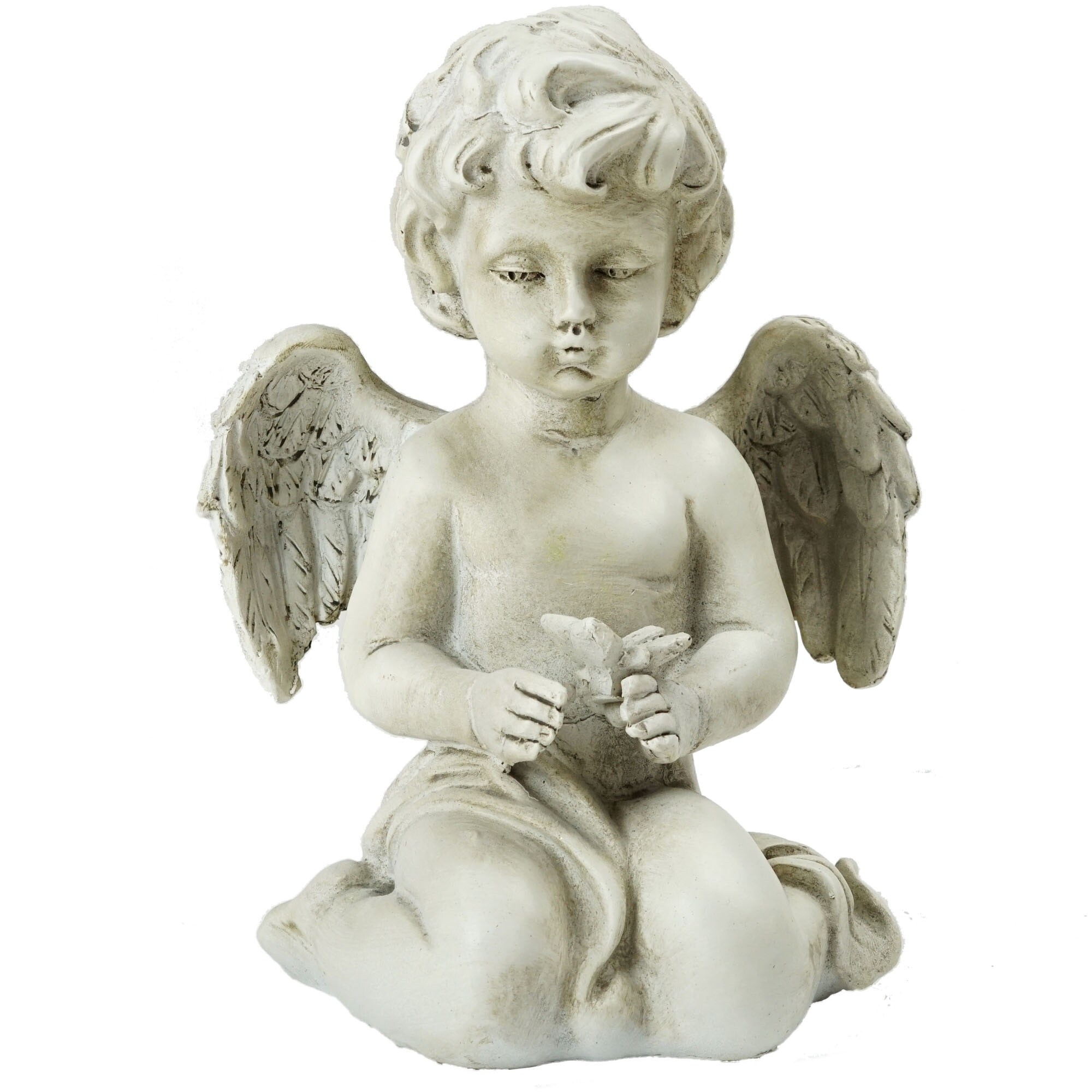 Shop 6 5 Gray Sitting Cherub Angel Decorative Outdoor Garden