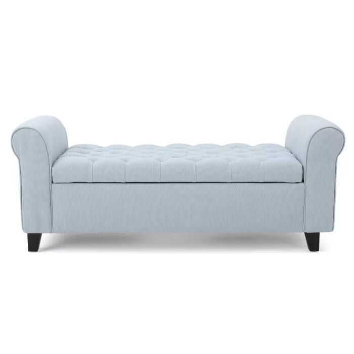 Hayes Armed Storage Bench - Light Blue