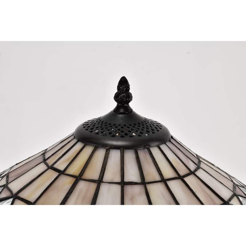 Tiffany-style Pearl White Baroque Table Lamp