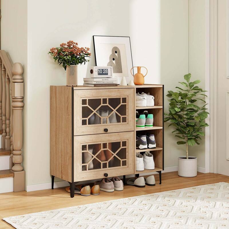 Costway Shoe Storage Cabinet with Flip Doors Adjustable and Removable - See Details