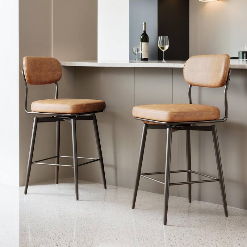 360 ° Rotating Bar Chair Bar Stool bar stools set of 2 piece set with leather cushions and iron brackets, home kitchens