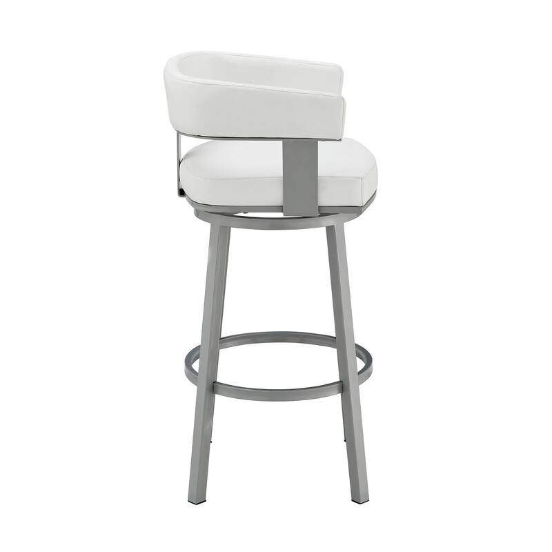 Lorin Upholstered Swivel Counter/Bar Stool in Faux Leather with Arms
