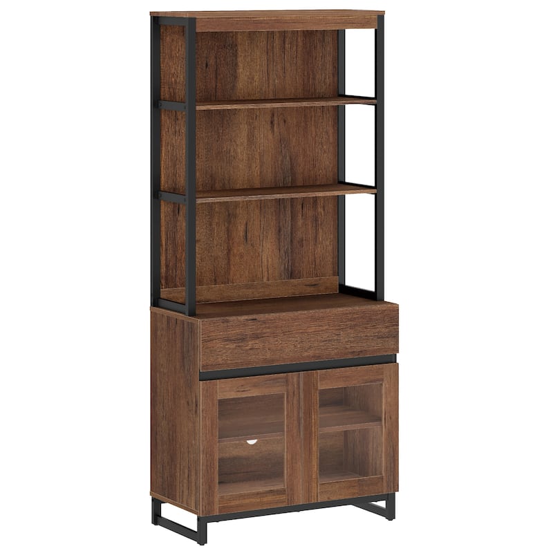 Modern 72" Tall Buffet Sideboard with Drawers and Open Shelves, Storage Cabinet for Dining Room or Kitchen