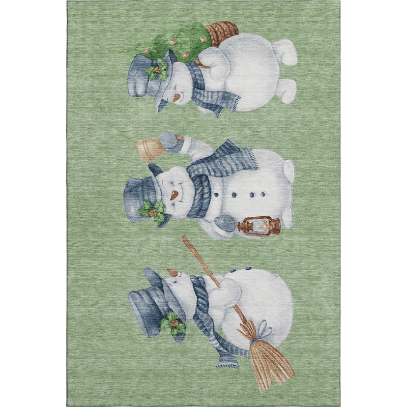 Premium Washable Super Soft Winter Holiday Snowman Mayfield Rug