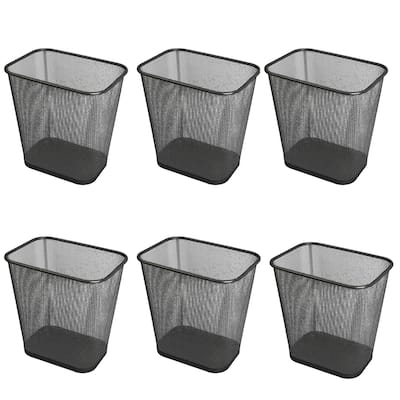 3.5 Gallon Trash Can Wastebasket for Office, Professional Black Wire Mesh Rectangular Waste Basket for Under Desk