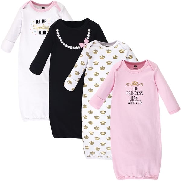 slide 1 of 1, Hudson Baby Infant Girl Cotton Gowns, Princess 0-6 Months - Princess