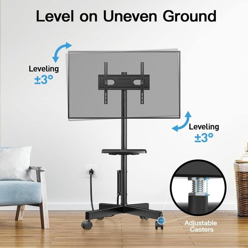 Rolling TV Stand with Power Outlet