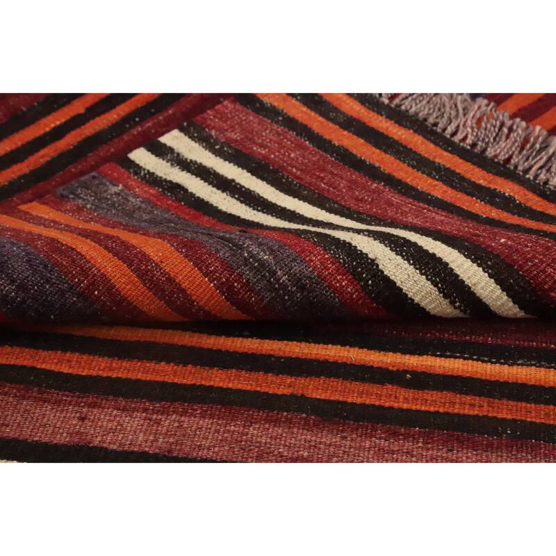 Hand Woven Oriental 100% Wool Carpet Southwestern Geometric Oranges & Rust Kilim Area Rug - 9' 8'' X 4' 10''