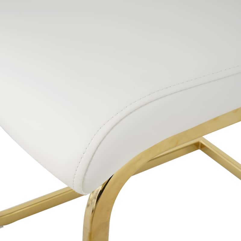 PU Cushion Seat Dining Chair, Living Room Chair Upholstered Chair with Gold-plated Leg, Dining Room Side Chair Set of 6