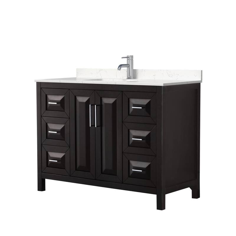 Wyndham Collection Daria 48" Free Standing Single Basin Vanity Set - Dark Espresso / Carrara Cultured Marble Top /