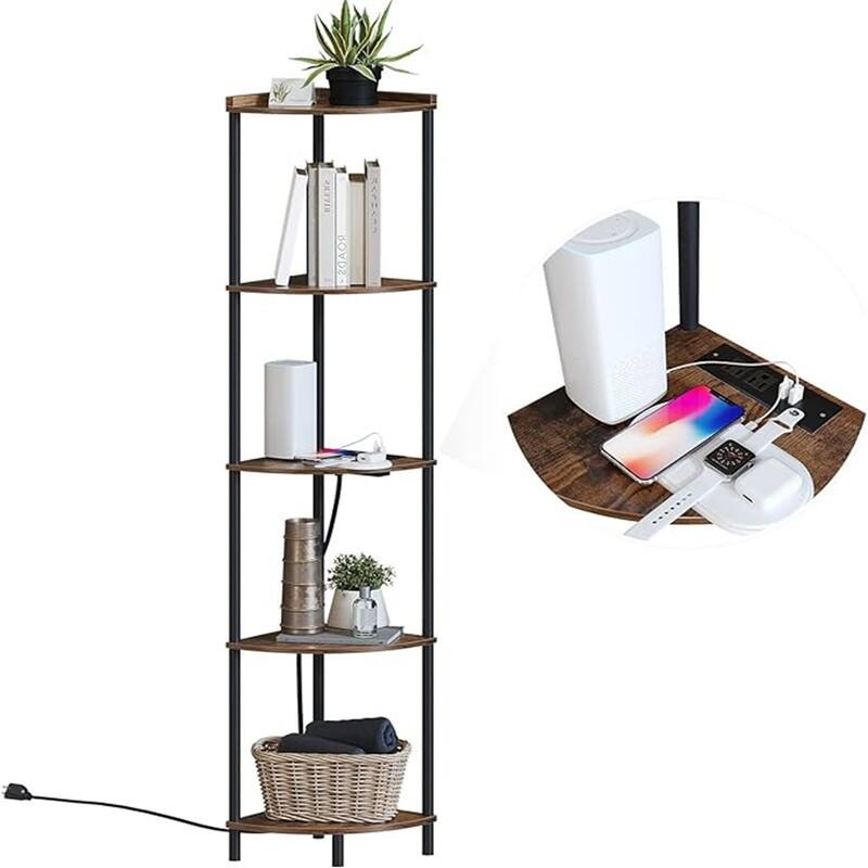 5 Tier Corner Shelf Stand - 12.2"D x 12.2"W x 64.9"H