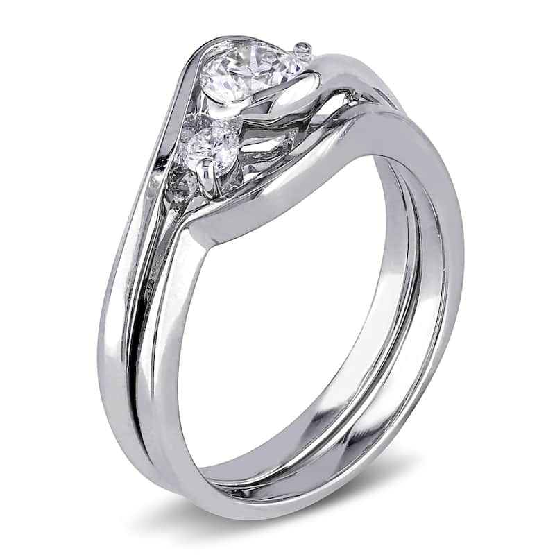 Miadora 1/2ct TDW 3-Stone Diamond Bridal Set in 10k White Gold