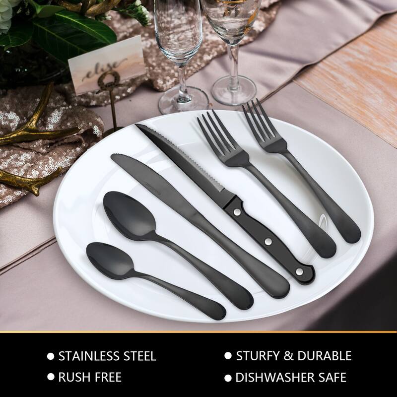 48 Pieces Flatware Set With Steak Knives Stainless Steel Service For 8