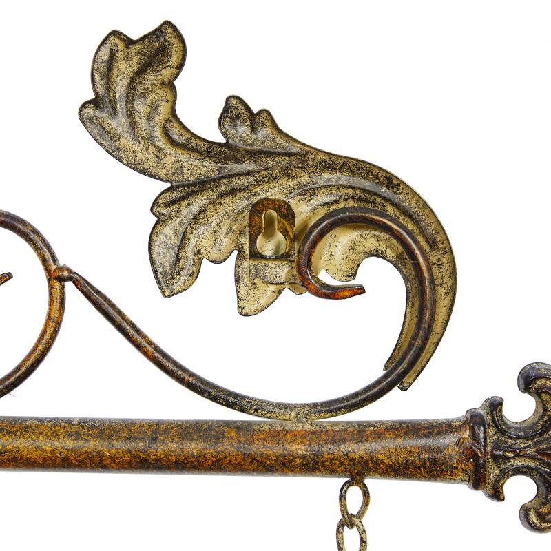 Multi Colored Metal Embossed Floral Home Wall Decor with 6 Suspended Panels and Scroll Details