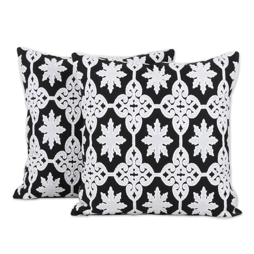 Novica Handmade Midnight Royalty Cotton Cushion Covers (Pair)