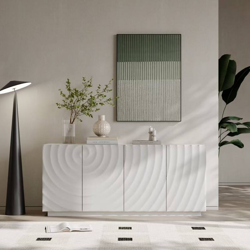 4 Doors Modern Accent Storage Sideboard,Floor Cabinet Buffet with Freestanding Anti Dumping,59"W Rectangular Sideboard