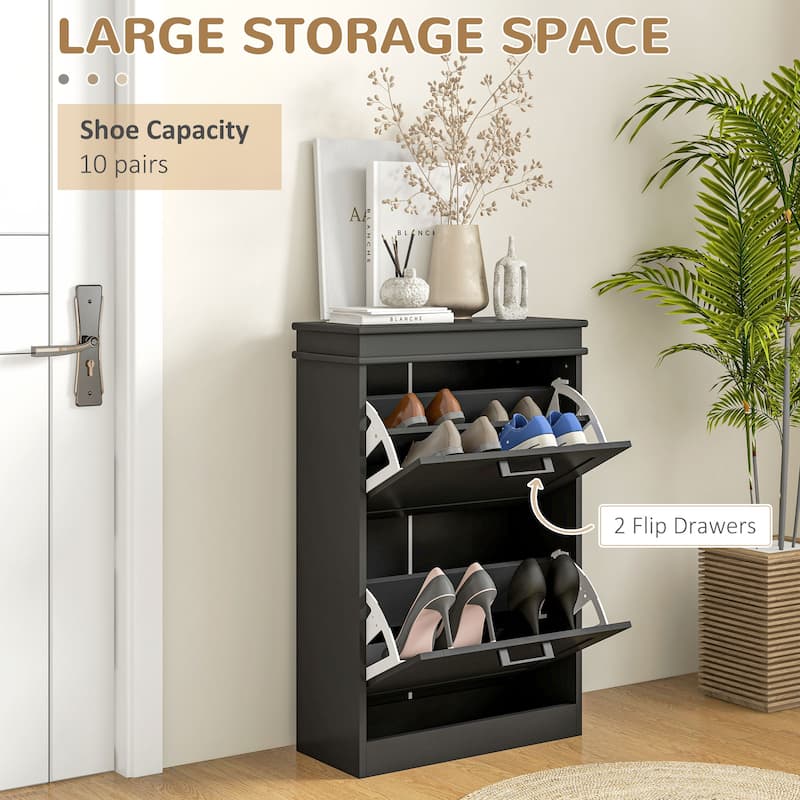 Narrow Shoe Rack Cabinet Organizer with 3 Flip Doors and Adjustable Shelves, Ideal for Entryways, Hallway and Porch Organizer