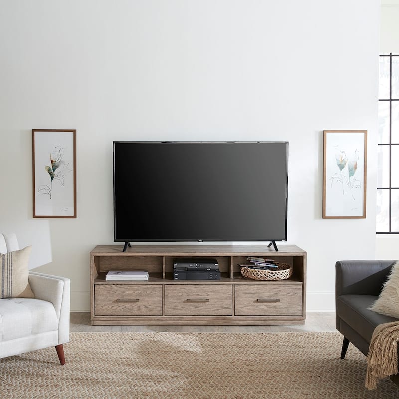 City Scape Beige Entertainment TV Console Stand with Media Storage Drawers 70" - Burnished Beige