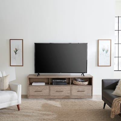 City Scape Beige Entertainment TV Console Stand with Media Storage Drawers 70"