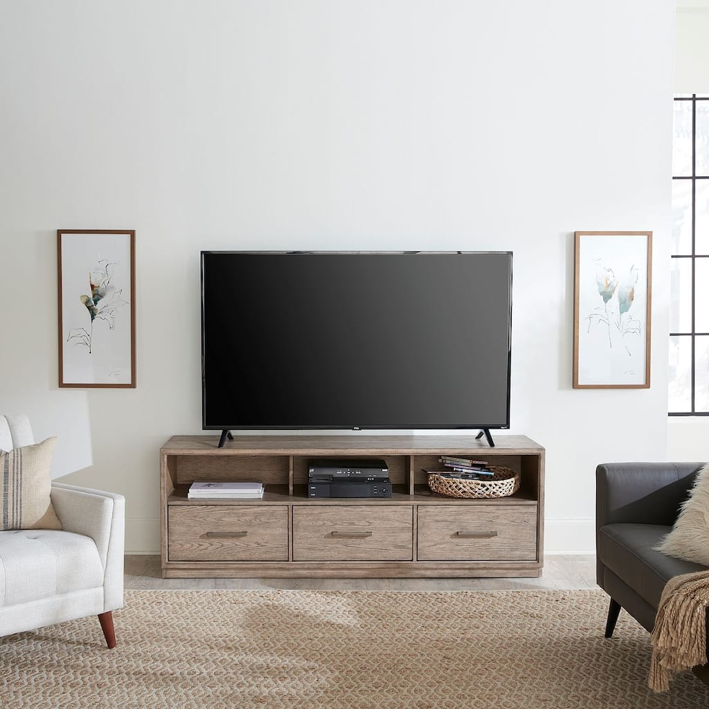City Scape Beige Entertainment TV Console Stand with Media Storage Drawers 70"