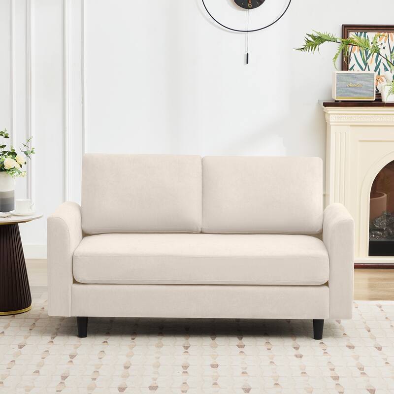Snow Velvet Sectional Sofa - Loveseats - Light Grey