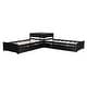 preview thumbnail 11 of 55, Twin Size L-Shaped Upholstered Platform Bed with Trundle and Two Drawers Linked, Solid Pine Wood Bed Frame, Built-in Desk