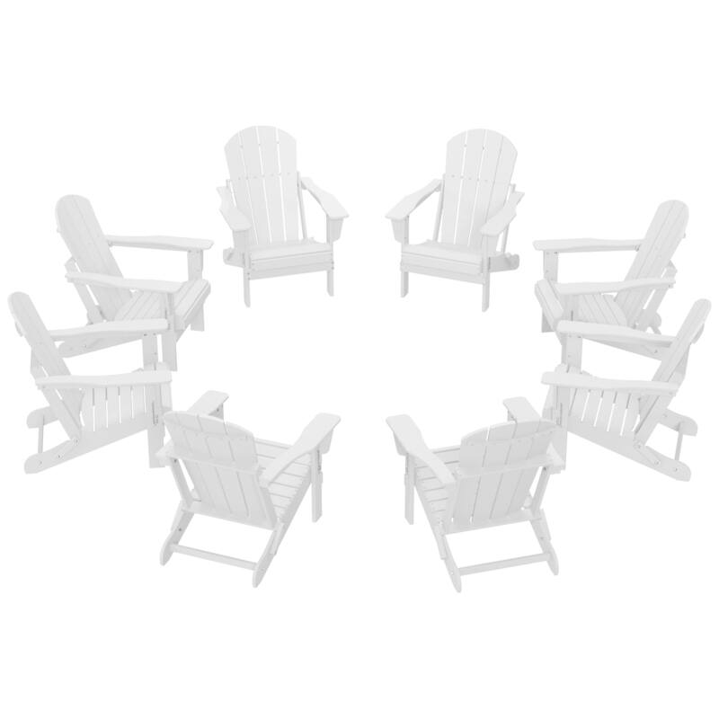 Laguna Hdpe All Weather Outdoor Patio Foldable Adirondack Chairs (Set Of 8) - White