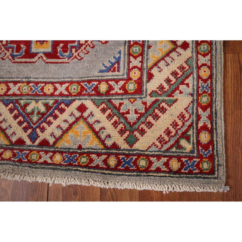 Grey Traditional Kazak Oriental Runner Rug Handmade Wool Carpet - 2'8" x 19'4"