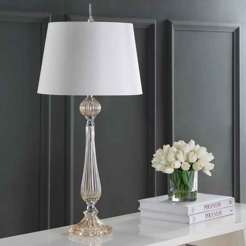 Caterina 32.5" Glass LED Table Lamp, Champagne (Set of 2) by JONATHAN Y