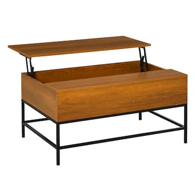 HOMCOM Lift Top Coffee Table with Hidden Storage Compartment and Steel Legs for Living Room