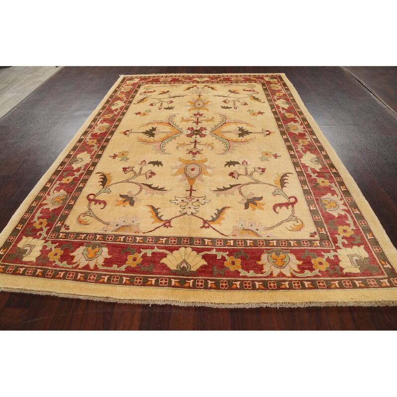 Floral Traditional Chobi Oriental Area Rug Hand-knotted Wool Carpet - 6'8" x 9'4"