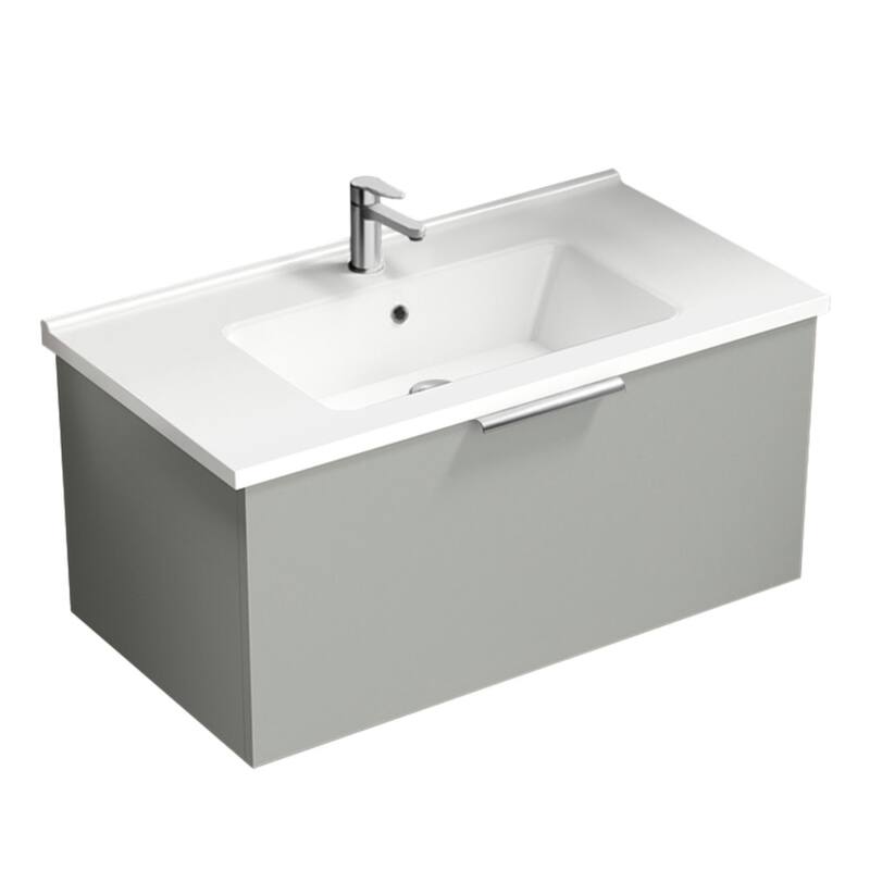 Nameeks Bodrum-3318-W Bodrum 33" Wall Mounted Single Basin Vanity Set - Grey Mist / Chrome