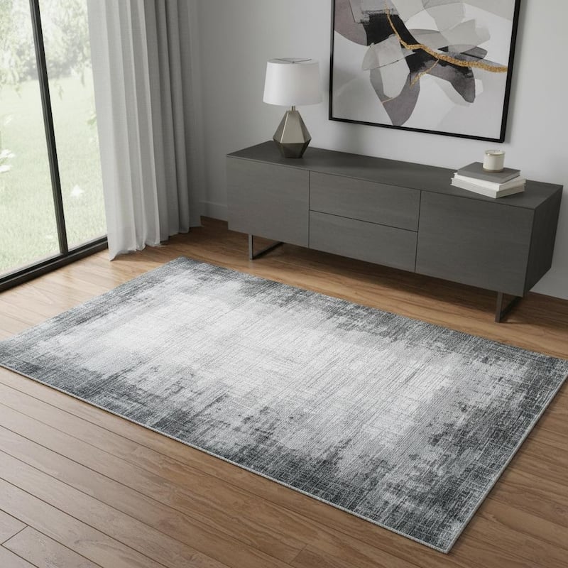 HomeRoots Abstract Contemporary Rectangle Area Rug - 4' X 6' - 4' X 6'