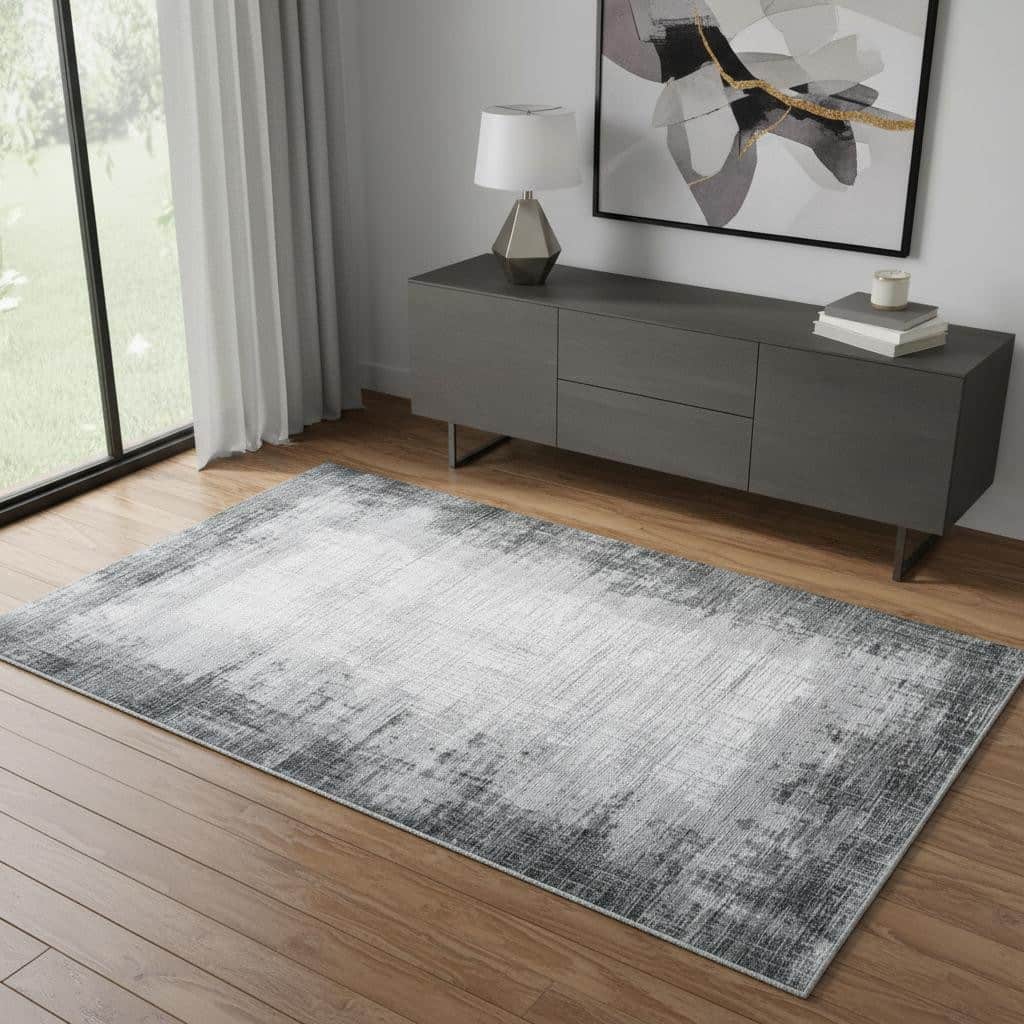 HomeRoots Abstract Contemporary Rectangle Area Rug - 4' X 6'