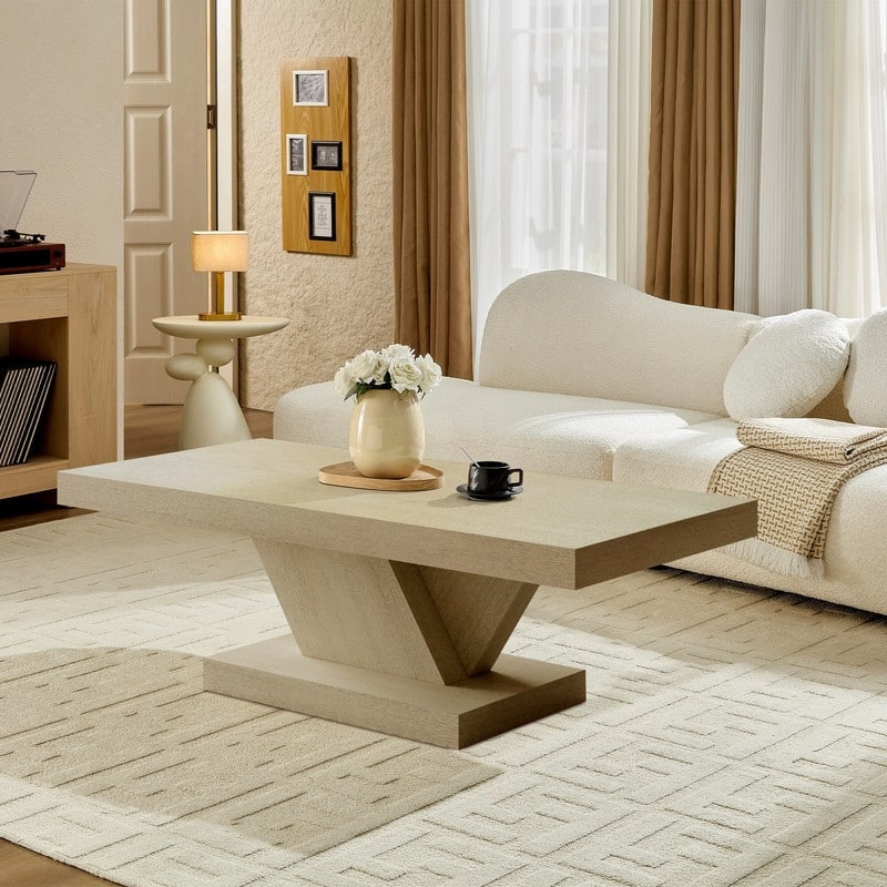 Modern 47" Cross Leg Coffee Table with Sturdy X-Shape Design and Solid Wood Veneer for Living Room