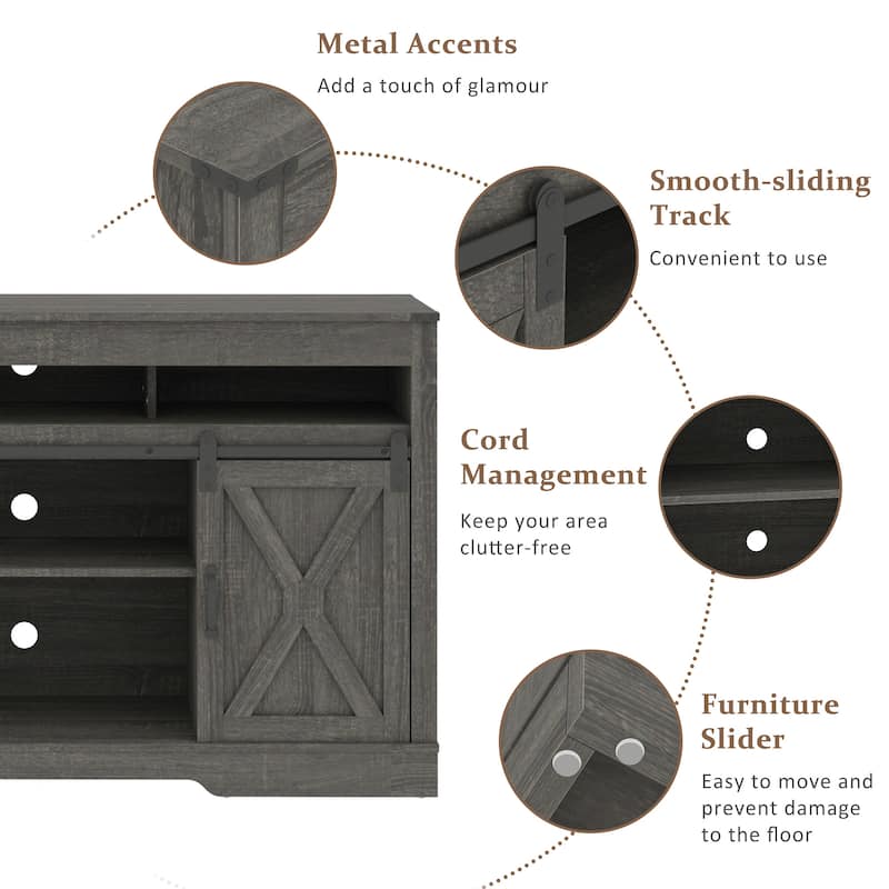Farmhouse TV Stand for 65 inch TV with Sliding Barn Doors
