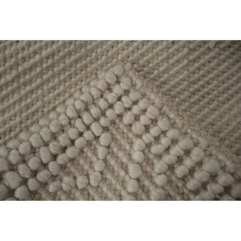 Hand Knotted Oriental 100% Wool Carpet Modern Geometric Beige & Ivories Moroccan Area Rug - 3' 10'' X 2' 3''