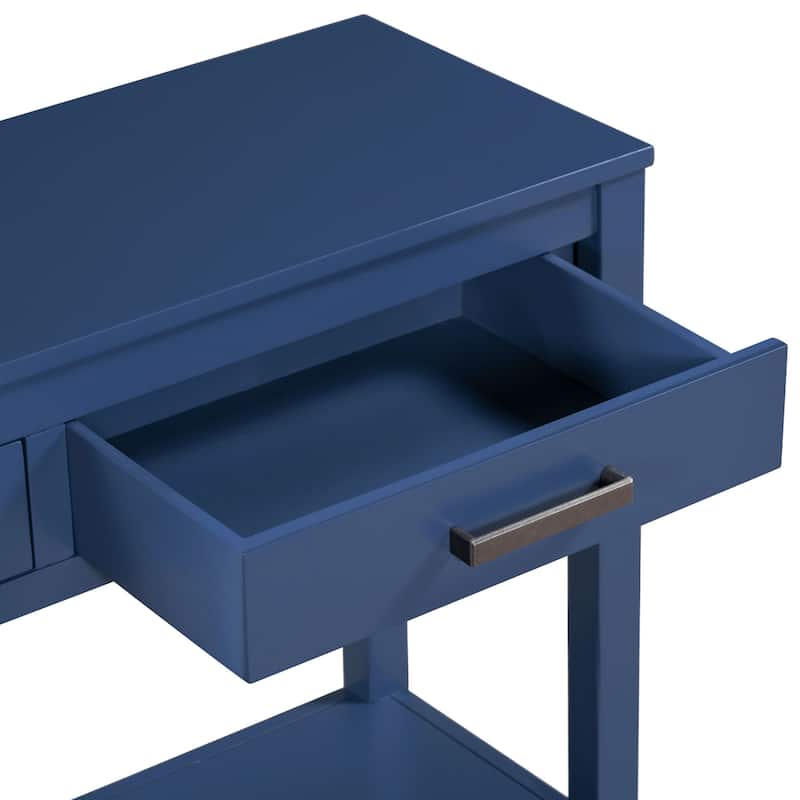 62.2'' Entryway Table, Minimalist Sofa Table with 3 Drawers, Painted Console Table with Bottom Shelf and Iron Handles