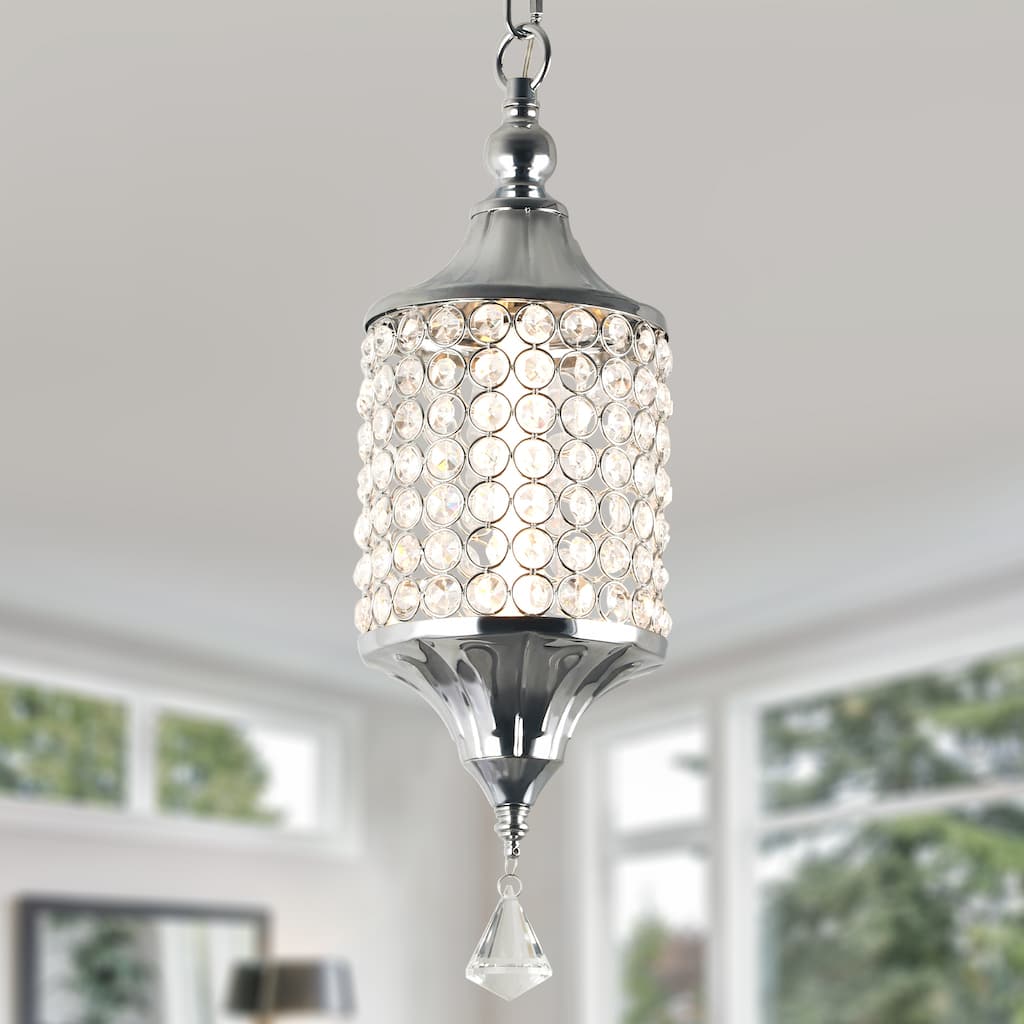 CurveCurio 7" Classic Crystal Pendant w Dimmable LED Light, Adjustable Hanging Chain up to 70 inches