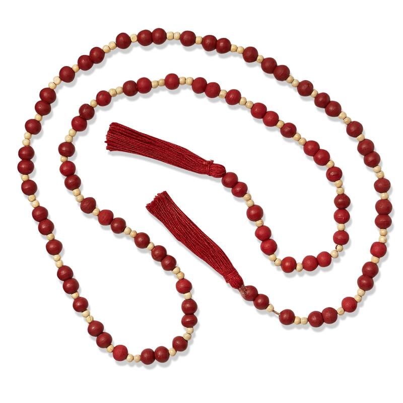 72" July 4th Red Bead and Jute Tassel Garland