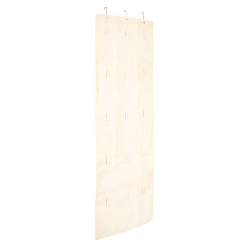 Household Essentials Over the Door Cotton Blend Cap and Hat Organizer - 0.0"L x 22.0"W x 68.0"H - 0.0"L x 22.0"W x 68.0"H - Natural