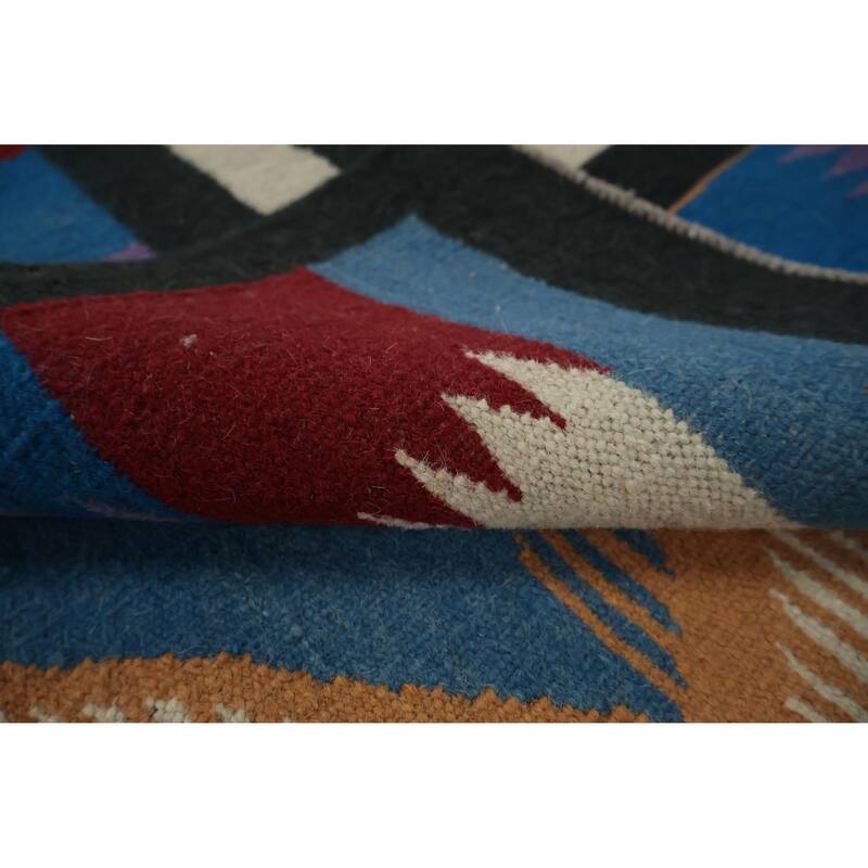 Hand Woven Oriental 100% Wool Carpet Southwestern Tribal Black Kilim Area Rug - 10' 2'' X 8' 6''