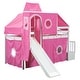preview thumbnail 6 of 16, Twin Loft Bed with Tent & Tower, Castle Design, Pink, Fun & Spacious