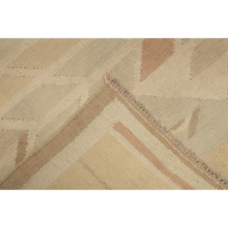 Hand Woven Oriental 100% Wool Carpet Southwestern Tribal Beige & Ivories Kilim Area Rug - 5' 7'' X 4' 2''