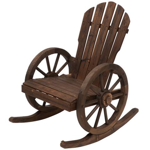 Outsunny Adirondack Rocking Chair with Slatted Design and Oversize Back for Porch, Poolside, or Garden Lounging