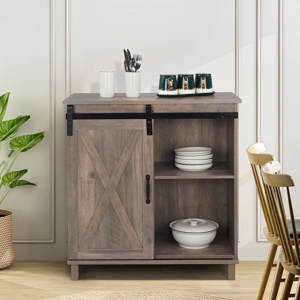 Two Drawers And One Cabinet With X Shaped Wine Rack Sideboard